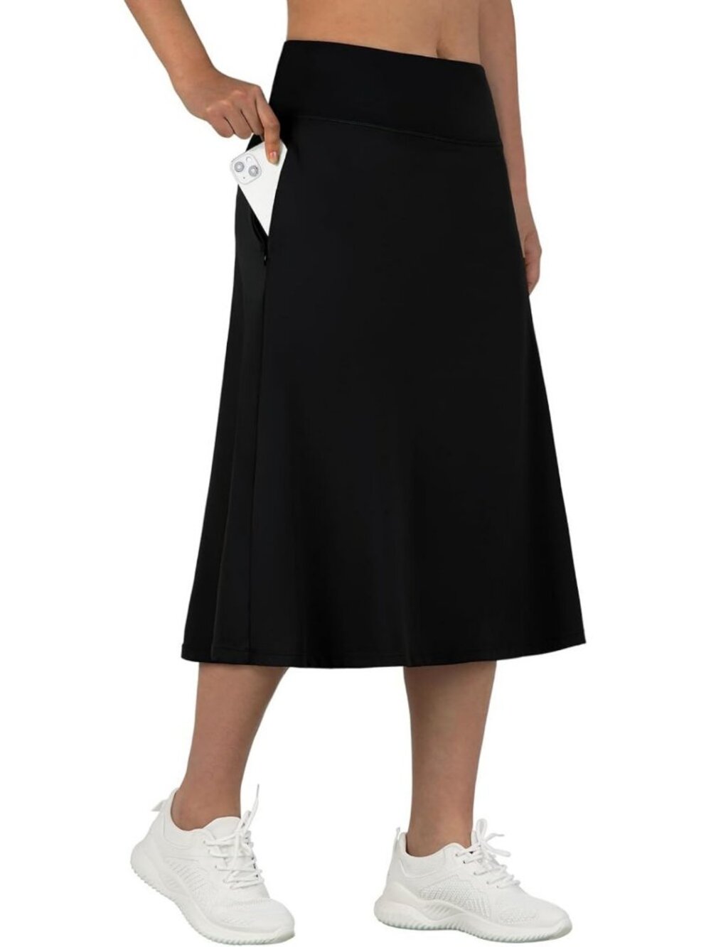 28" Midi Long Skorts for Women | Knee Length Athletic Skirt with Pocket